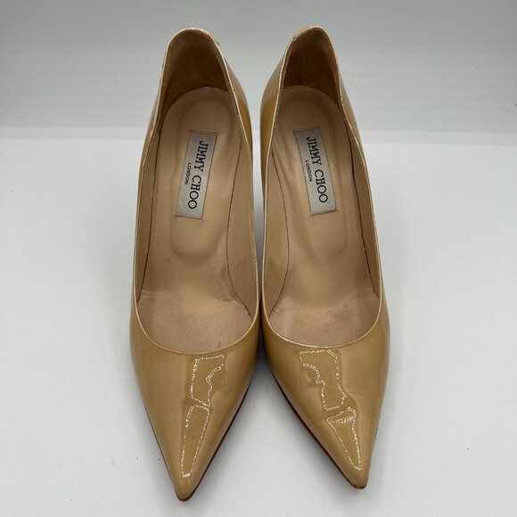 Jimmy Choo Black Patent Leather Heels Size 38.5 with Box - Picture 2 of 14